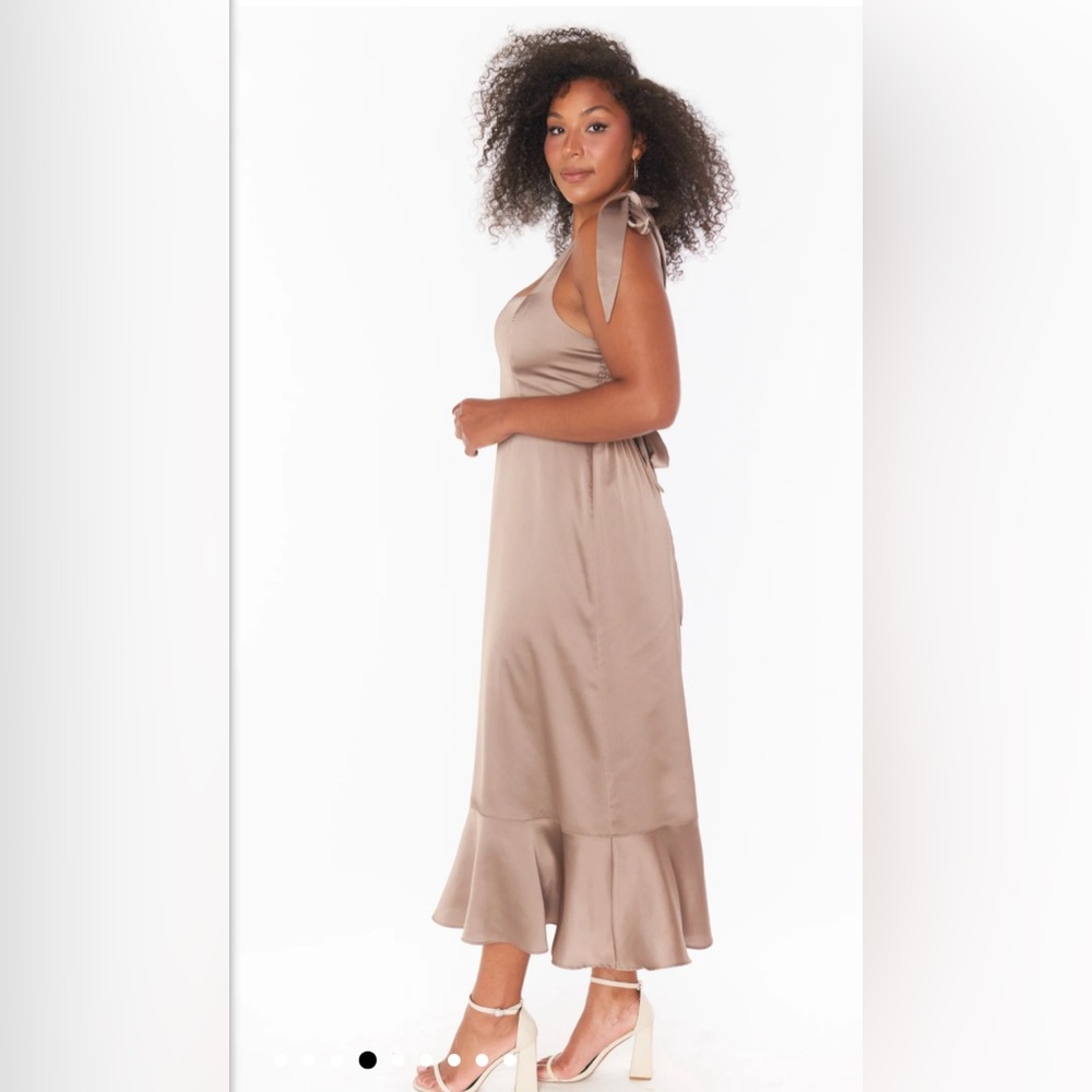 Show Me Your Mumu Claire midi dress- Color: Dune satin